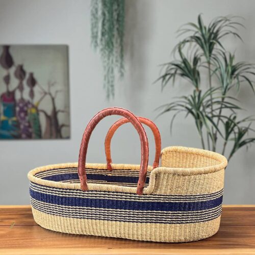 Moses Basket with Dark Stripes