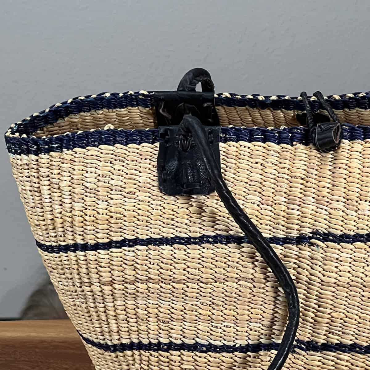 closeup of Shoulder Bag with dark handles