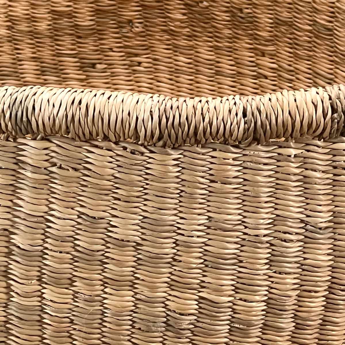 Closeup of Natural Round Market Basket without a handle