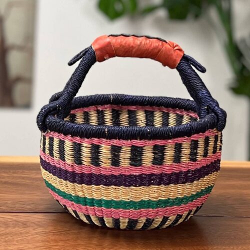 Colorful Small round Ghana market basket